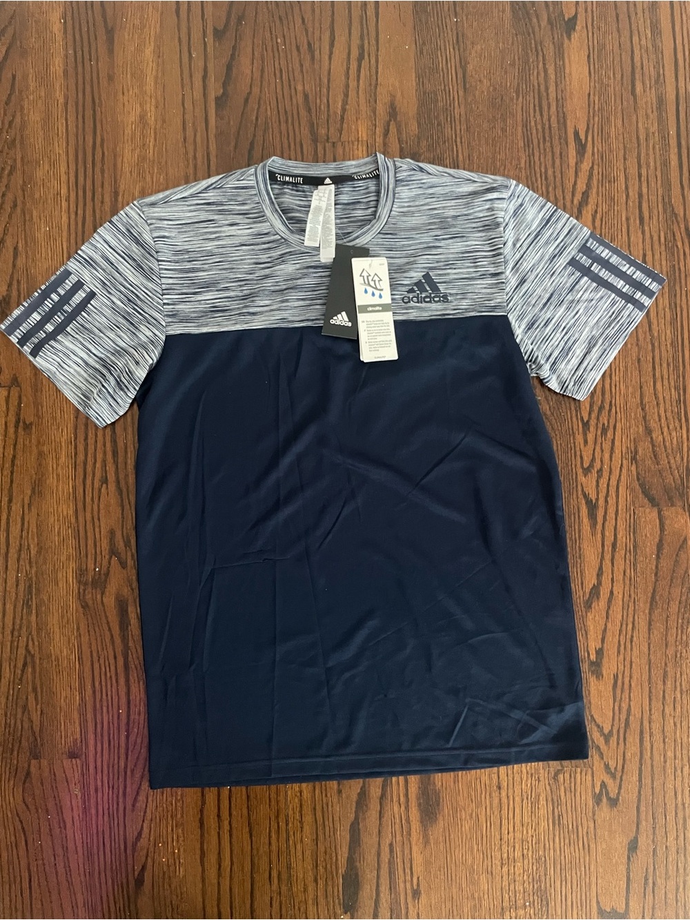 Adidas Men’s Navy and Heather Gray  Climalite Performance Tee, Size M